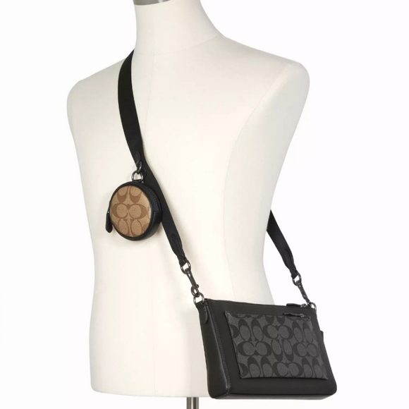 Coach Men Holden Signature Canvas & Leather Crossbody - Charcoal/Black - Picture 4 of 6